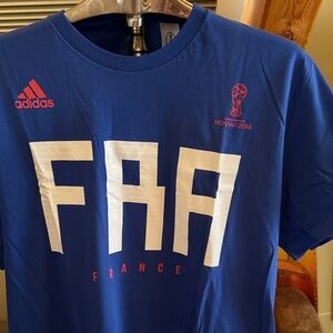 Adidas Blue FRA France Tee with Red Accents XL new with out tags